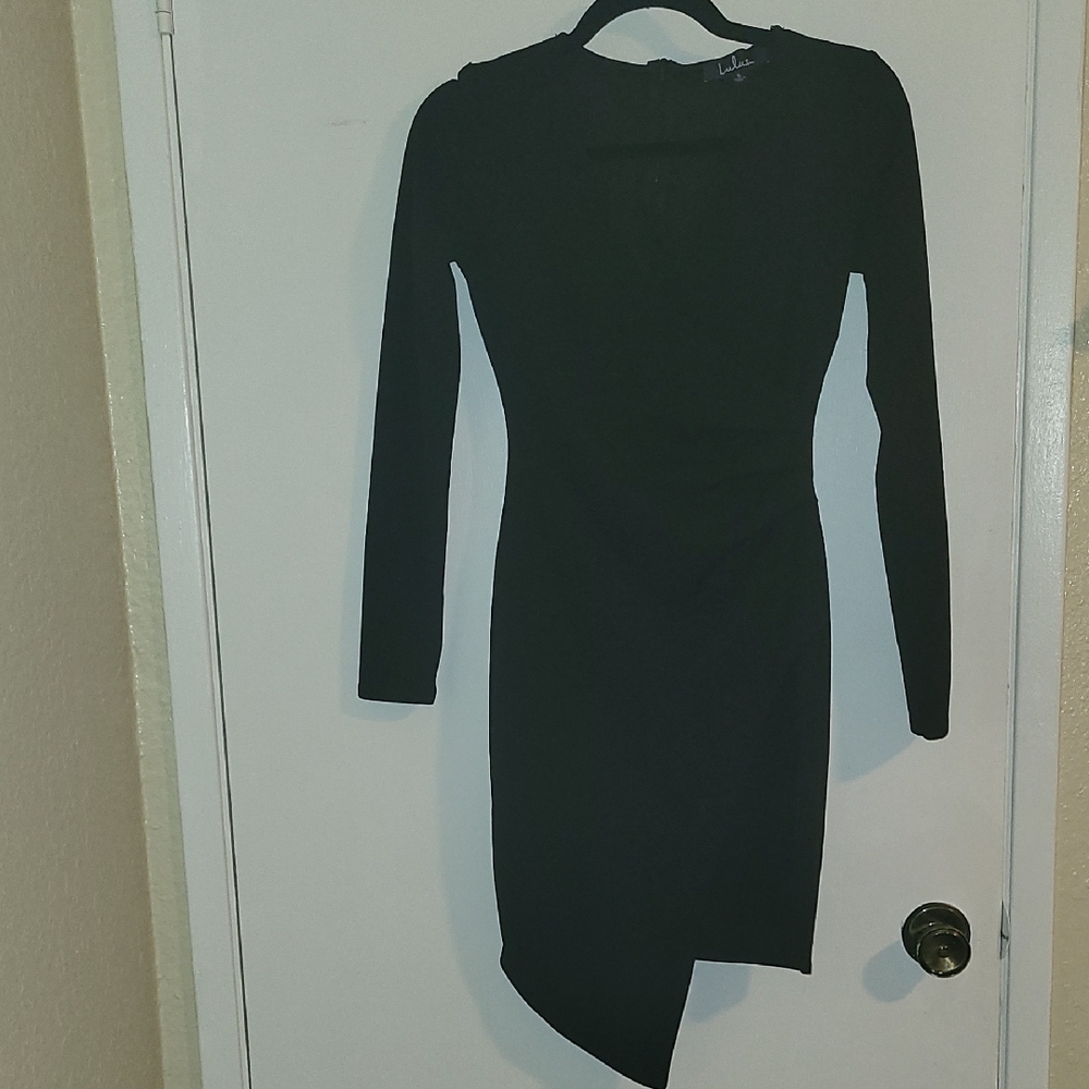 Lulu's Black Asymmetrical Bodycon Cocktail  Dress